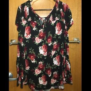 Faded Glory Black Floral Blouse